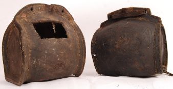 TWO RARE 17TH/18TH CENTURY LEATHER BLACK JACK COSTRELLS