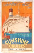 RARE 1930'S LAMPORT & HOLT SHIPPING LINE CRUISE POSTER