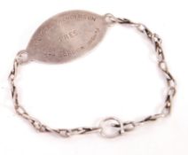 ORIGINAL WWI FIRST WORLD WAR BRITISH MILITARY SILVER ID BRACELET