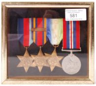 WWII SECOND WORLD WAR MEDAL GROUP - FRAMED