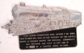 CAST ALUMINIUM KING GEORGE V TRAIN PLAQUE