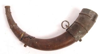 19TH CENTURY AFRICAN WAR HORN / TRUMPET WITH BRONZE FURNITURE