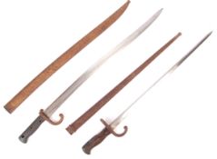 ANTIQUE 19TH CENTURY FRENCH INFANTRY CHASSSEPOT RIFLE BAYONETS