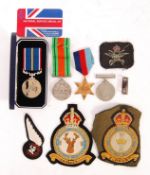 ASSORTED WWII SECOND WORLD WAR RELATED MEDALS AND PATCHES