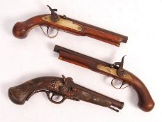 19TH CENTURY STYLE DECORATIVE REPLICA FLINT LOCK PISTOLS