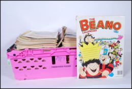 A large collection of Beano comic book magazines dating from the 1980's, mostly 1990's. The