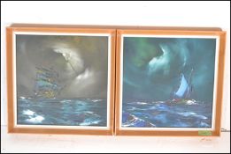 A pair of retro 20th Century framed George R Deakins - impasto oil on board painting pictures of a