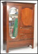 A good quality inlaid Edwardian mahogany compactum wardrobe with satinwood banding, mirrored door