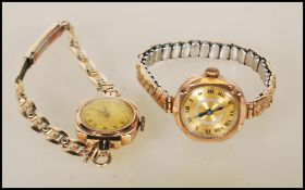 Two vintage 20th Century hallmarked 9ct gold watches one set to an expanding watch bracelet with