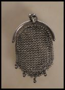 A stamped 935 continental silver penny / coin purse having a chain link body with purse clasp to the