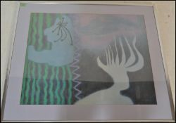 After William Baziotes - a 20th Century print of 'The Flesh Eaters', set within a stainless steel