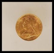 A 1901 22ct gold full sovereign having Queen Victoria's veiled head with George and the dragon to