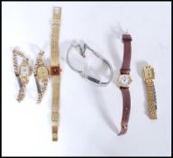 A collection of vintage ladies cocktail watches to include a rolled gold Ingersoll 17 jewels