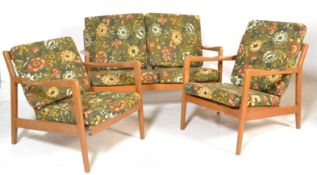 A 1970's - mid century original teak Danish influence sofa in the manner of Scandart. The show