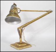 A vintage pre war Herbert Terry Anglepoise table / desk lamp in original gilt / green scrumble