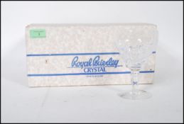 A set of six Royal Brierley cut glass crystal wine glasses in  the Elizabeth Goblet pattern, faceted