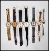 A collection of vintage gentleman's watches to include a Maurice LaCroix, a Bulova Quartz, a Seiko