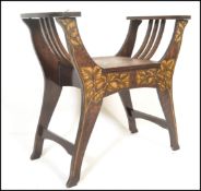 A 20th Century antique style Renaissance revival Dutch Marquetry inlaid style throne Savonarola