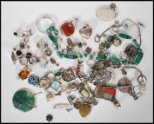 A selection of mixed silver and silver white metal jewellery to include a selection of rings,