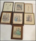 A selection of 19th Century Victorian fashion / dress related etchings, most being hand coloured
