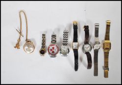 A collection of vintage wrist watches to include a Rotary Swiss Commando watch, a Citizen Eco Drive,