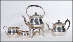 A 19th Century Victorian silver plated four piece tea service, by Martin, Hall & Co of Sheffield,