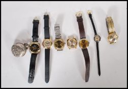 A collection of gents vintage and retro mechanical wind up wrist watches to include Lonestar,