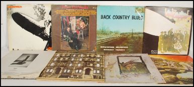 A collection of vinyl long play LP record albums mostly Led Zeppelin including Led Zeppelin III,