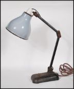 Memlite- An original vintage circa 1940's industrial factory anglepoise desk lamp having an
