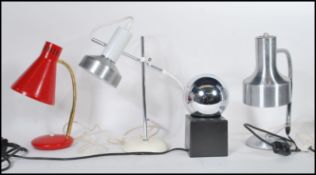 A group of retro 20th Century table lamps to include an aluminum gooseneck Mac lamp raised on a