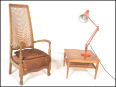 A small group of 20th Century items to include an open framed mid 20th Century armchair having a