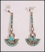 A pair of stamped 925 silver Art Deco style drop e