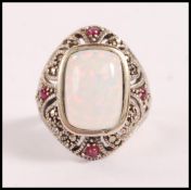 A stamped 925 silver Art Deco style ring set with