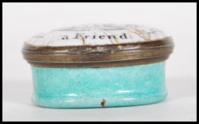 An 18th Century Bilston enamelled patch box of gre