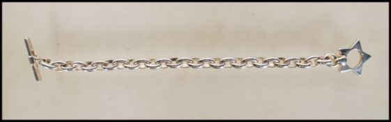A silver 925 belcher hoop link bracelet chain with