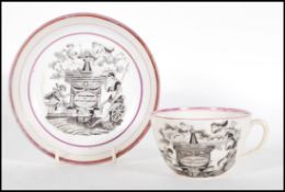 A 19th Century commemorative tea cup and saucer fo