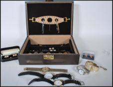 A collection of vintage jewellery to include a pair of silver hallmarked cufflinks, two silver