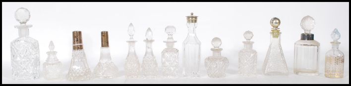 A collection of cut glass perfume scent / atomizer bottles dating from the early 19th Century