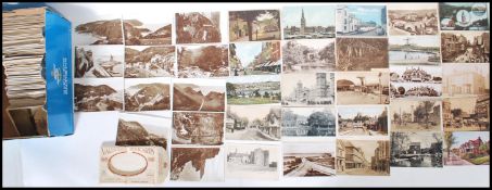Postcards. All British accumulation in three shoeboxes (approx 2000). Antique & vintage. Wide