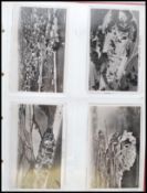 Ariel view postcards (128) in album. All England real photo B&W and sepia.Mostly vintage, many Devon