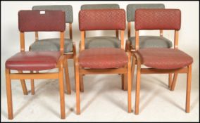 A set of 6 mid 20th century bentwood upholstered working mens club dining chairs. Each with bentwood