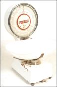 A set of mid 20th Century enamel Infant Midwifery baby weighing scales by Marsden's, white