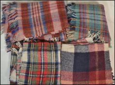 A lovely collection of vintage 20th century wool blankets / picnic blankets various designs to