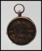 A silver hallmarked Continental open faced pocket watch, fusee movement, roman numeral chapter ring,