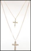 A 9ct gold Greek key cross on a 9ct gold link necklace having spring ring clasp to gether with