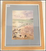 Anthony T Avery- A framed and glazed watercolour by Anthony T Avery entitled 'The Last Wave'