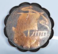 An early 20th Century Arts and Crafts hand worked cooper tray in the manner of Newlyn, scalloped