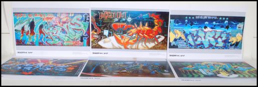 Banksy - A selection of vintage 1990's graffiti urban street art prints featuring photographs of