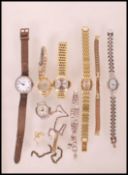 A collection of vintage cocktail watches to include an Oris watch with a round face with gilt arabic