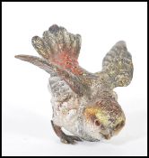 An early 20th Century Austrian cast bronze cold painted figurine of a sparrow bird painted with